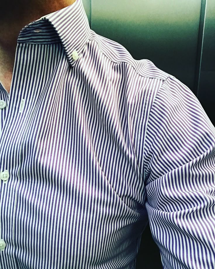 KIVI Luxury Contrast Collar Striped Shirt – White & Navy