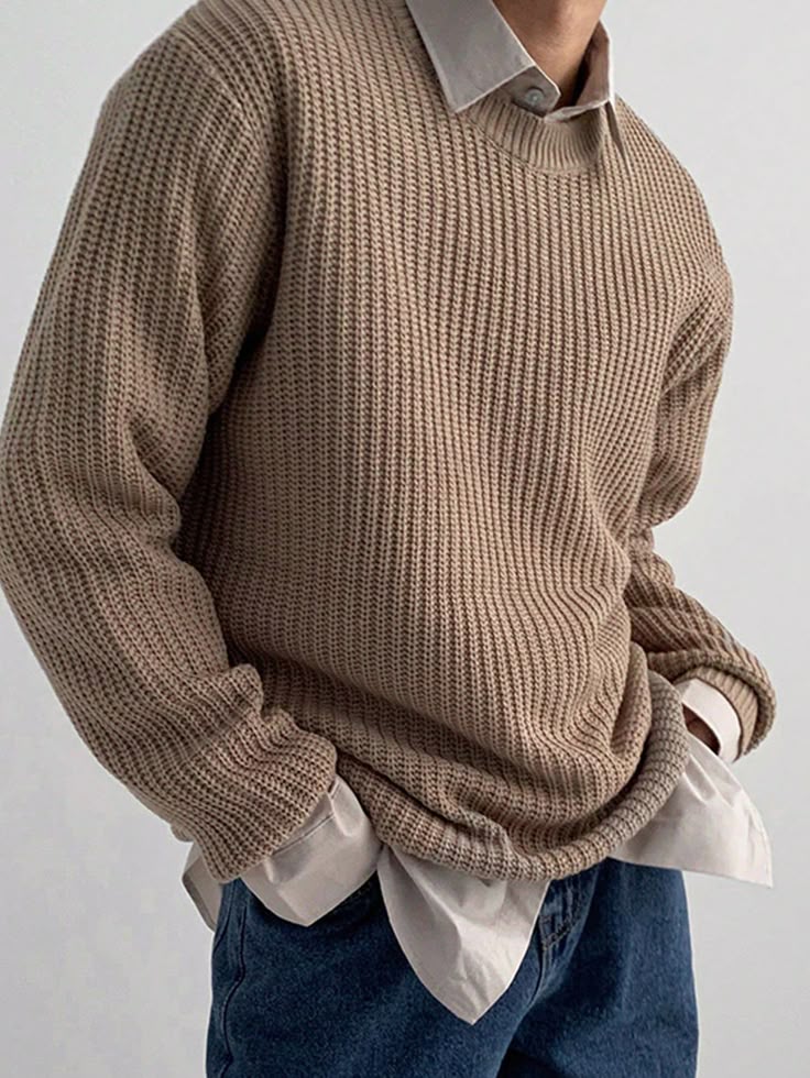 KIVI™ Heavy Knit Textured Sweater – Sand Beige | Men’s Luxury Knitwear