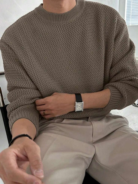 KIVI™ Heavy Knit Textured Sweater – Sand Beige | Men’s Luxury Knitwear