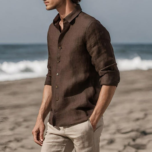 KIVI Premium Linen Shirt – Chocolate Brown