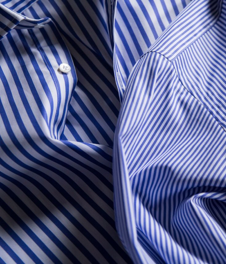 KIVI Luxury Contrast Collar Striped Shirt – White & Navy